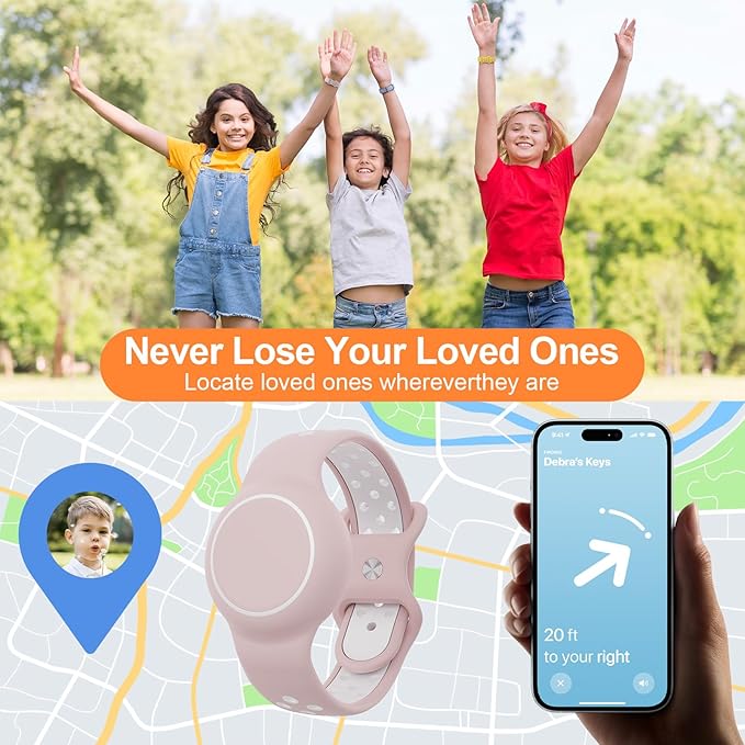 Waterproof Bracelet Compatible with AirTag for Kids (2 Pack), Protective Case GPS Tracker Holder for Child with Full Coverage Hidden Design, Soft Silicone Anti-Lost Wristband Cover for Toddler BWPW