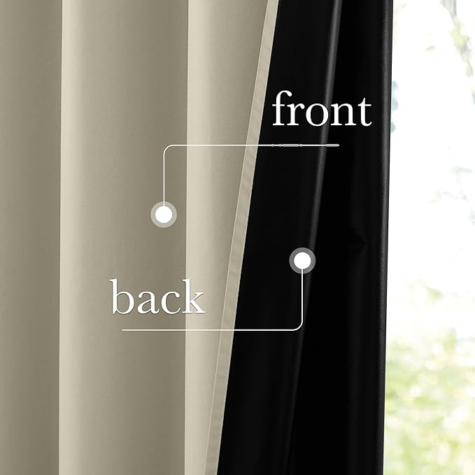 NICETOWN 100% Blackout Portable Curtains, Grommet Total Privacy Window Treatments Thermal Curtains Lightweight Travel Blackout Shades for Bedroom/Hotel, Muted Beige, W52 x L63, 2 Panels