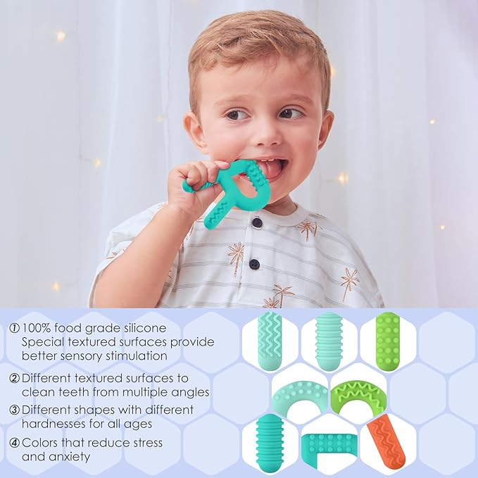 ERKOON Sensory Chew Toys for Autistic Children, 4 Pack Silicone Chewy Tube Oral Motor Tools for Sensory Kids with Autism, Biting, ADHD, SPD, Chewies with Special Needs, Teething Sticks Toys
