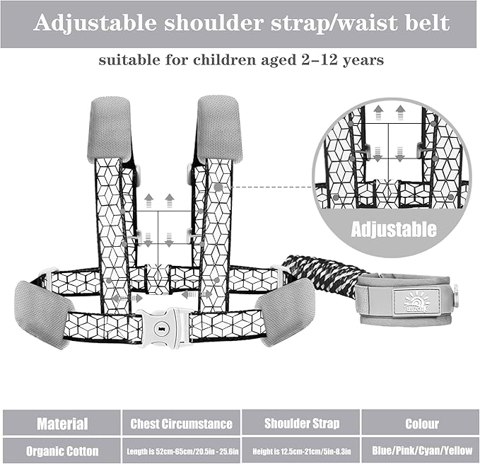 Toddler Leash for Walking, Toddler Safety Harnesses Leashes, Safety Harness with Lock for Kids, Anti Lost Wrist Link for Toddlers ，Upgrade with Reflective Tape Liner（6.5ft）for Kids