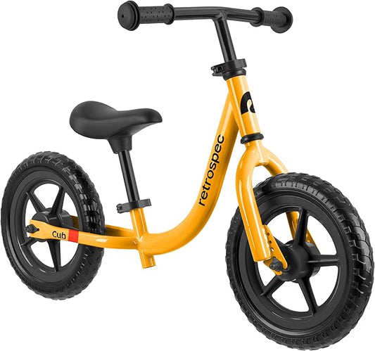 Retrospec Cub Toddler 12" Balance Bike, 18 Months - 3 Years Old, No Pedal Beginner Kids Bicycle for Girls & Boys, Flat-Free Tires, Adjustable Seat, & Durable Frame