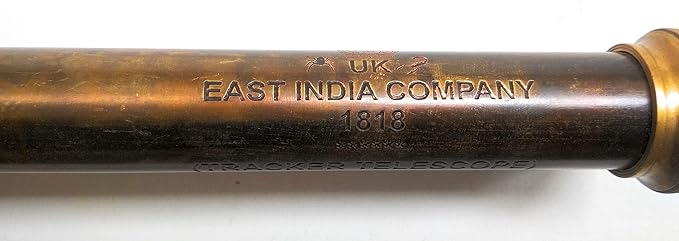 Rare Brass Telescope Spyglass - East India Company 1818 Tracker Vintage Pirate Spyglass Scope Antique 32" Large Handstitched Leather Gift Box (BT-EIC-32)