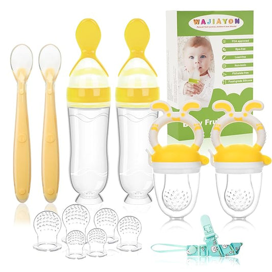 WAJIAYON Easter Bunny Baby Fruit Feeder Pacifier | Infant Fruit Food Feeder Pacifier & Food Dispensing Spoon | Fresh Fruit Teethers for Babies | Silicone Feeder Baby,Gifts for Boys and Girls-Rabbit