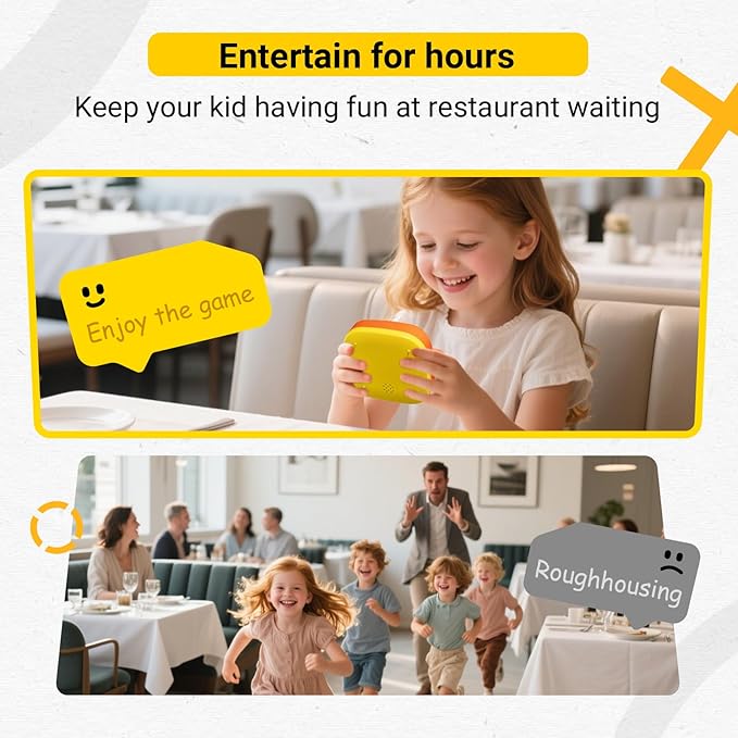 4-in-1 Handheld Tic Tac Toe Game Portable Electronic Board Games for Kids & Adults, Travel Fun & Memory Growth Gift, Orange