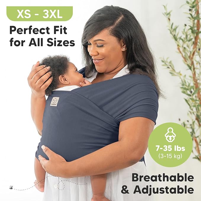 KeaBabies Baby Wrap Carrier - All in 1 Original Baby Carrier Newborn to Toddler Sling, Easy to Wear, Hands Free Bonding, Lightweight, Breathable Infant Wraps (Raven)