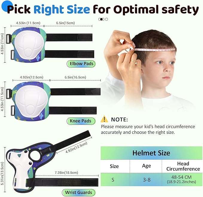 Vvinca Kids Toddlers Bike Helmet Adjustable for Ages 3-5-8 Years, Knee Pads and Elbow Pads Set Wrist Guard Sports Protective Gear Set for Roller Skate Bicycle Skateboard Scooter Girl Boy Birthday Gift