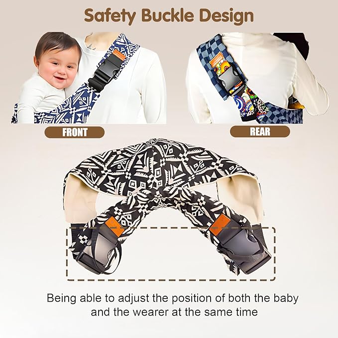 Baby Sling Carrier,Toddler Carrier, 2025 New Baby Sling,Portable and Lightweight Sling,Non-Slip Hip Seat Carrying 10-30lbs(Black and White)