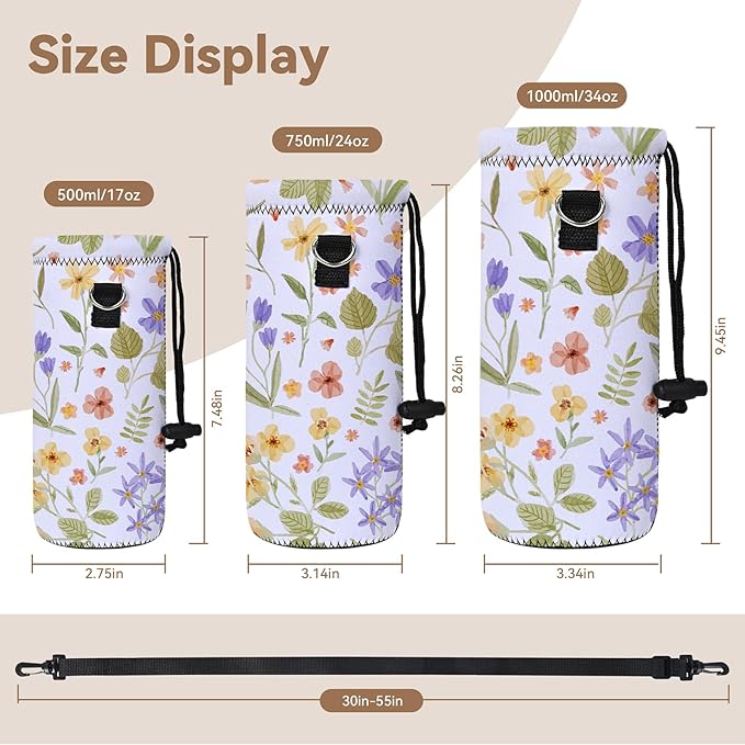 AUPET Water Bottle Bag Carrier,24oz/32oz Insulated Neoprene bottle Sling Holder Case Pouch Cover for 1000ML/750ML Bottles with Shoulder Strap for walking