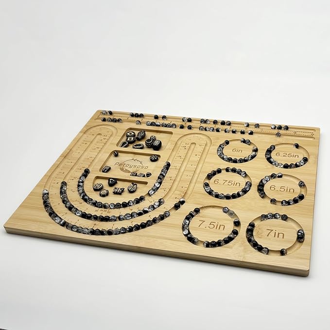 Petoysoso Bead Board for Jewelry Making, Bamboo Beading Board for Jewelry Bracelet Making, Bracelet Bead Board, Beading Trays Jewelry Design Mats for Bracelet, Necklace, Jewelry Making 15x11.5x0.5 in