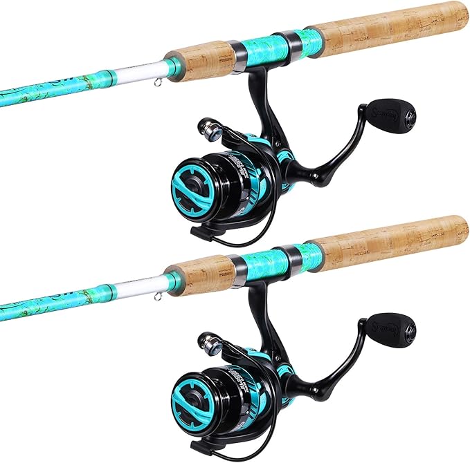 Sougayilang Fishing Rod and Reel Combo, 2-Piece 5-Foot 6-Inch Graphite & Fiberglass Rod, Durable and Strong, Quickset Anti-Reverse Fishing Reel (1Pack/2Pack)