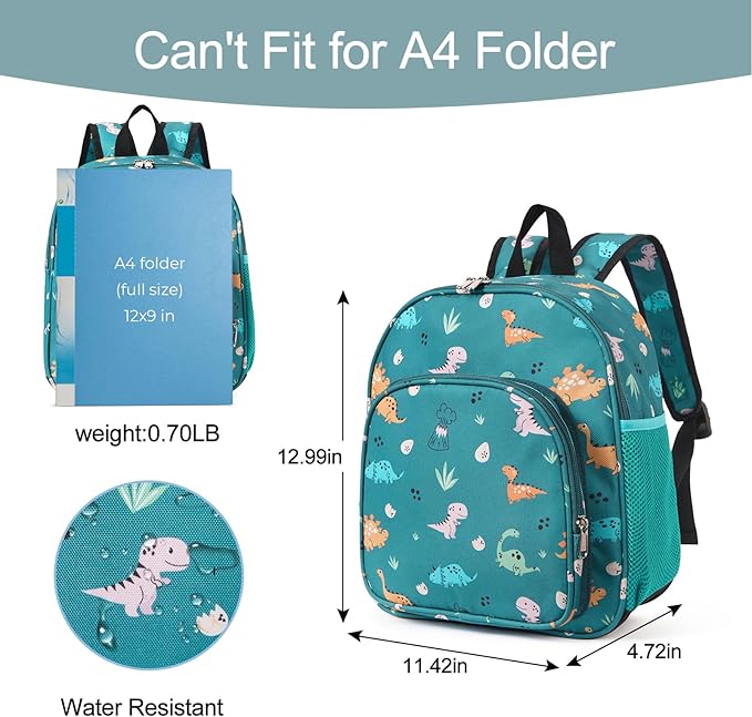 CLUCI Kids Backpack for Boys Girls Toddler Backpack for Preschool Kindergarten Child Cute Daycare Bookbag Travel Green Dinosaur