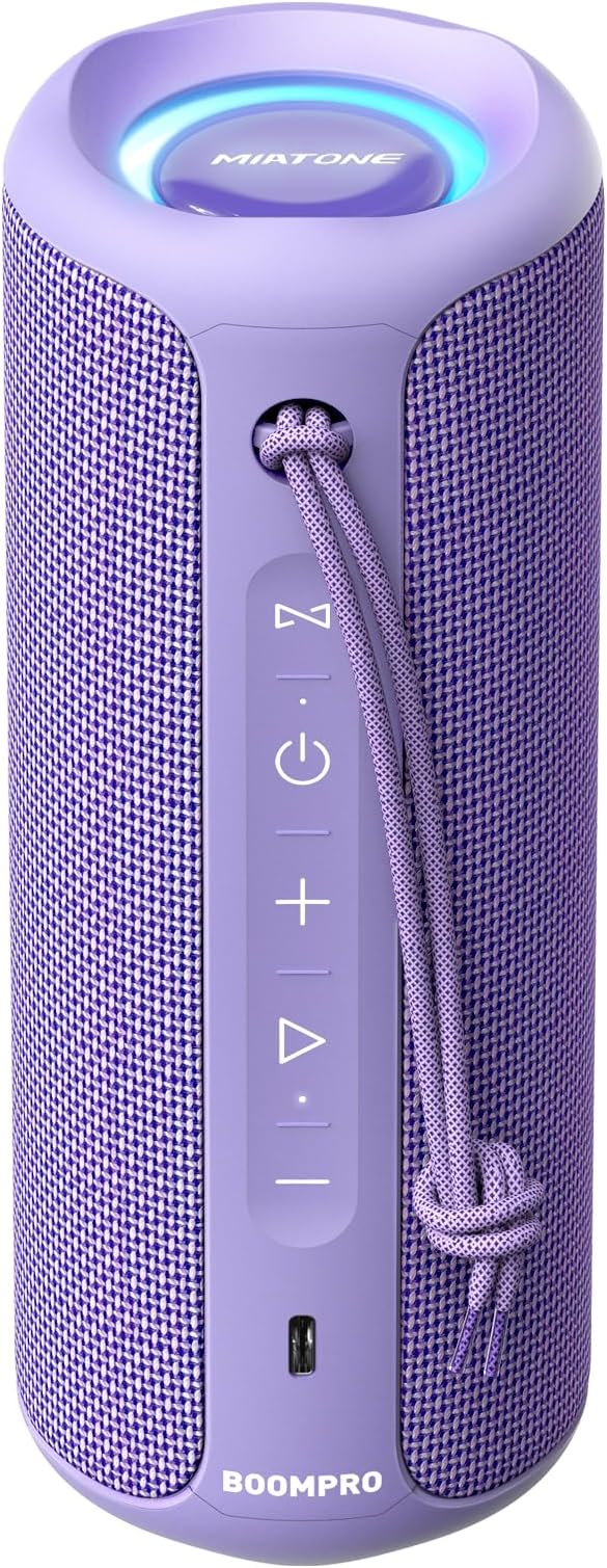 MIATONE Portable Bluetooth Speaker 36W Stereo Sound Bass Boost, 24H Playtime, Bluetooth 5.3 TWS Pairing Girl Friend Gifts for Woman(Purple)