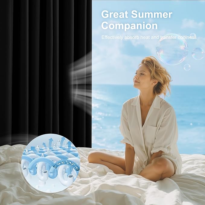 NICETOWN 100% Blackout Short Curtains 63 Inch Length for Bedroom, Privacy Thermal Insulated Grommet Window Drapes for Living Room, 2 Panels, Black, 42 x 63 Inch