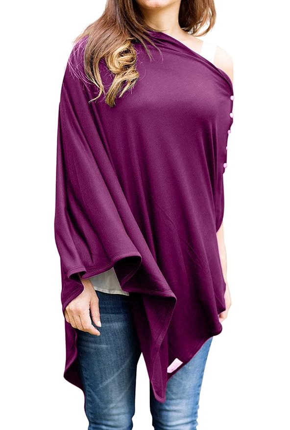 Byrd & Blume Maternity Nursing Cover Breathable Lightweight Breastfeeding Cover Wrap Shawl Scarf Poncho Full 360 (Aubergine, One size)