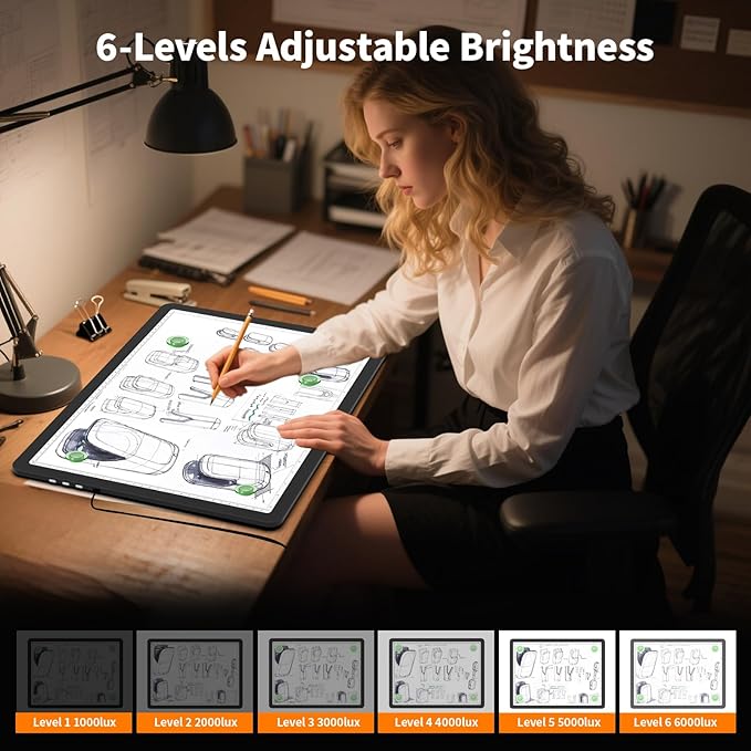 Elice Magnetic A3 Light Board with Bag for Diamond Painting, Tracing LED Light Box with Side Buttons, Super Bright Diamond Art Light Pad, Light Table for Drawing, Sketching, Weeding Vinyl - Black