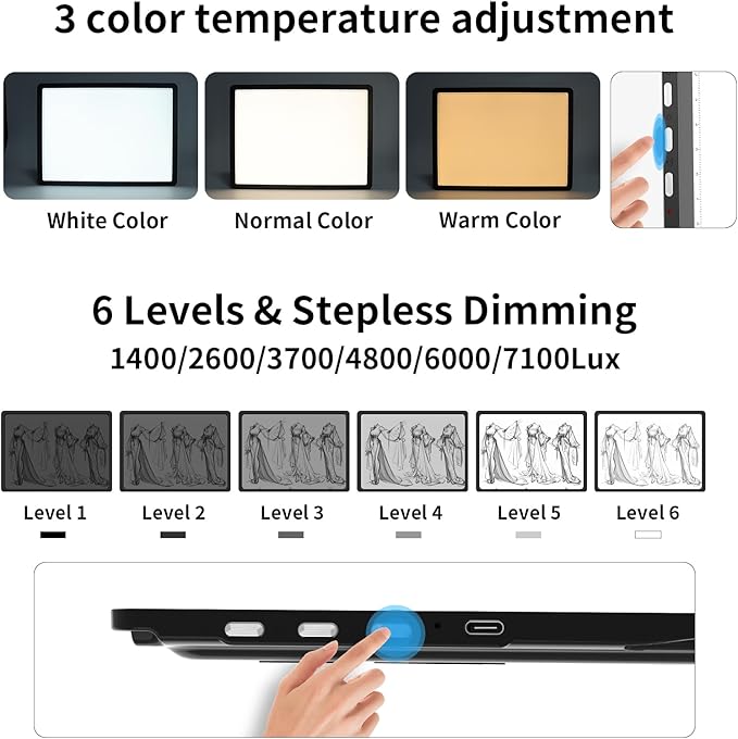 TOHETO Rechargeable A4 Light Board with Stand, Bag, Super Bright Magnetic Light Pad with Side Buttons, Wireless Light Box for Tracing and Drawing, Cordless Light Table for Diamond Painting, Sketching