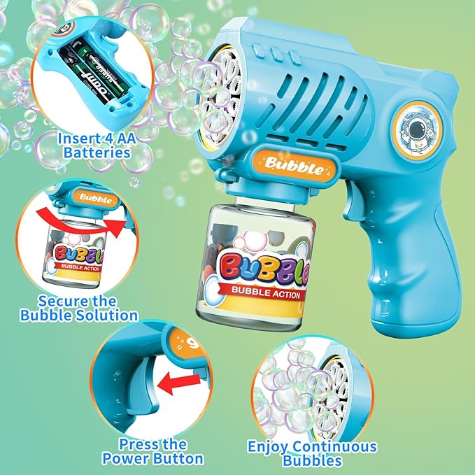 EagleStone Toys for 3+ Year Old Boys Girls, 2 Pack Bubble Gun Machine with Bubble Solution, Outdoor Toy for Kids Ages 4-8,Kids Toys for Ages 3-4 4-6 5-7, Birthday Gifts for 3 4 5 6 7 8 Year Old Boys