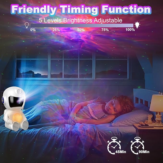 XIAOER Astronaut Galaxy Projector with Moon, Star Projector Night Light for Bedroom, Starry Nebula Space Projector Ceiling Lamp with Timer and Remote Control for Kids Adults