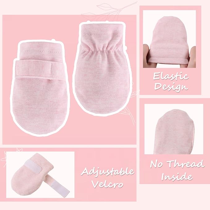 Newborn Baby Mittens Infant No Scratch Gloves Cotton Mitts for Baby Girls Boys