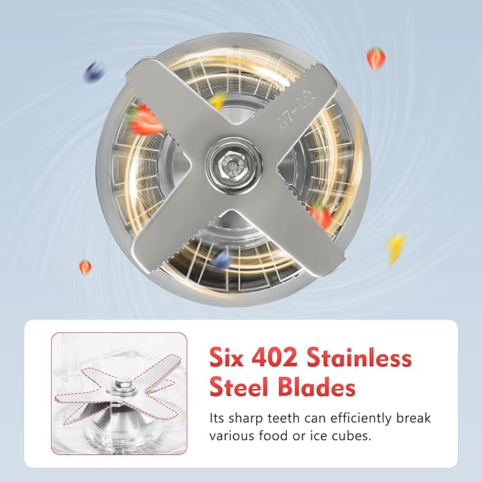 Blender 2L Automatic Smoothie Mixer Baby Food Blender 68oz Fruit Vegetables Juicer 2200W High-Speed Blender Tabletop Soundproof Milkshake Maker (Black)