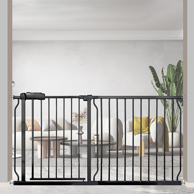 Extra Wide 57.5-62 Inch Large Baby Gates for Stairs, Doorways - No Drilling, Pressure Mounted Pet Gates for Kids & Dogs
