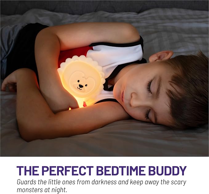 Lumipets Remote Control Silicone Night Light for Kids - Lion Design with 9 Soft Colors & Sleep Timer - Rechargeable, Battery-Operated Lamp for Bedroom | Baby Nursery, Toddler, Girls, Boys