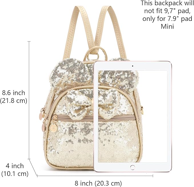 KL928 Girls Bowknot Polka Dot Cute Mini Backpack Small Daypacks Convertible Shoulder Bag Purse for Women