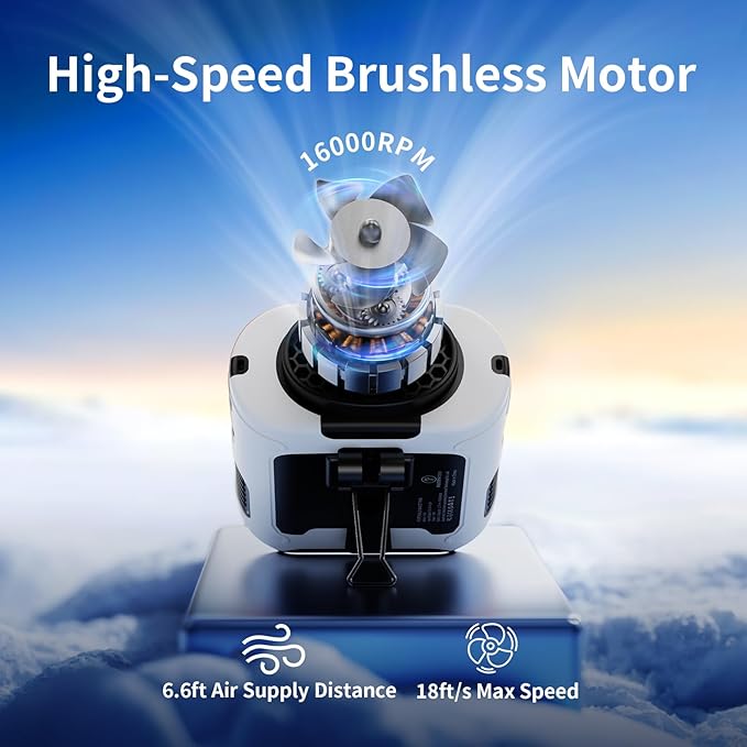 Socool 10000mAh Portable Waist Fan Clip on Wearable Belt Personal Fan Rechargeable Battery Operated With 5 Speeds & Flashlight Neck Hands-Free 40H Cooling For Outdoor Travel Camping Power Bank(White)