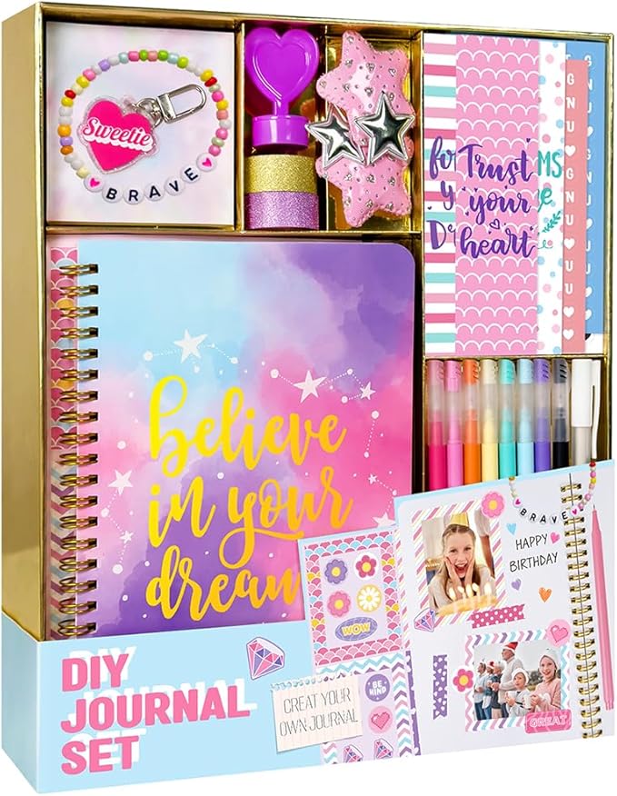 Nollh DIY Journal Kit for Girls - DIY Journal Set for Tween & Teen Girls, Stationery Set, Scrapbook & Diary Supplies Set, Journaling Art Crafts Kit, Ideal Gifts for 8 9 10 11 12 13 14 Year Old Girl