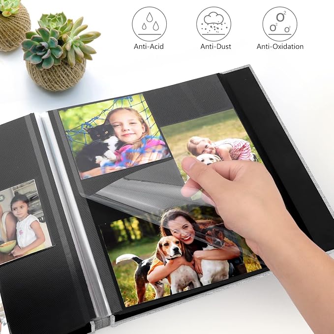 Zesthouse Photo Album Self Adhesive Pages, 60 Pages Magnetic Scrapbook Albums with Sticky Page,Photos Album Holds 8x10 & 5X7 & 4x6 & 6x8 & 3x5, Large Picture Book Ideal for Family,Wedding,Baby