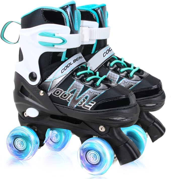 Sowume Adjustable Roller Skates for Girls and Women, All 8 Wheels of Girl's Skates Shine, Safe and Fun Illuminating for Kids