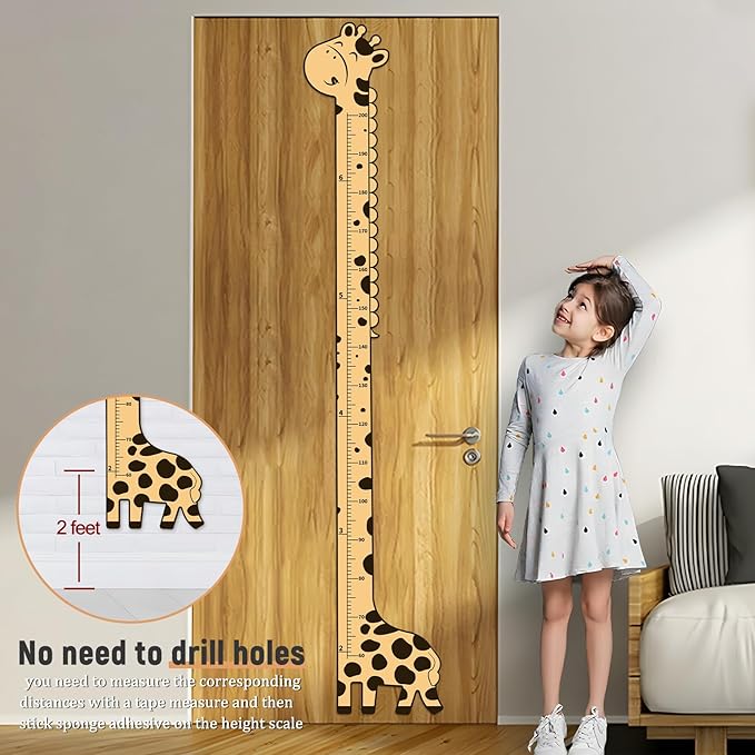 Wooden Growth Chart for Kids,Giraffe Height Chart for Boy Girls,Measuring Board for Kids Height,for Child's Room,Nursery Decor Decoration Wall Art (giraffe)