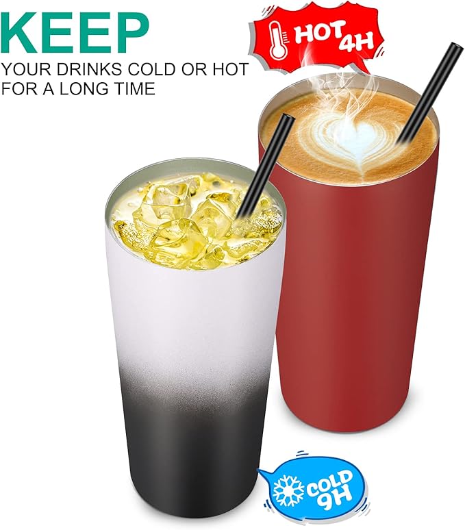 VEGOND 20oz Tumbler Bulk with Lid and Straw 1 Pack, Stainless Steel Vacuum Insulated Tumbler, Double Wall Coffee Cup Travel Mug, Red