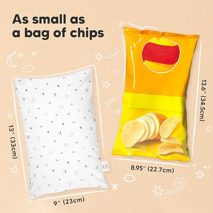 Mini Toddler Pillow with Pillowcase - 9x13 My Little Dreamy Travel Kids Pillow for Sleeping, Toddler Bed, Small, Tiny, Organic Cotton Pillowcase, Soft & Breathable, Kids 2-4 Years Old (Acorn)