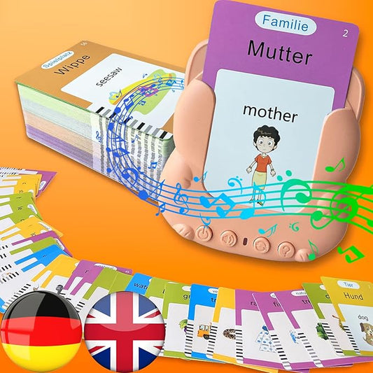 Talking Flash Cards for Kids - German Bilingual English Flashcard for Toddlers 3-12, Test Mode, 510 Sight Words, Audible Pocket Speech, Sensory Toys for Autism, Boys Girls Gifts (German)