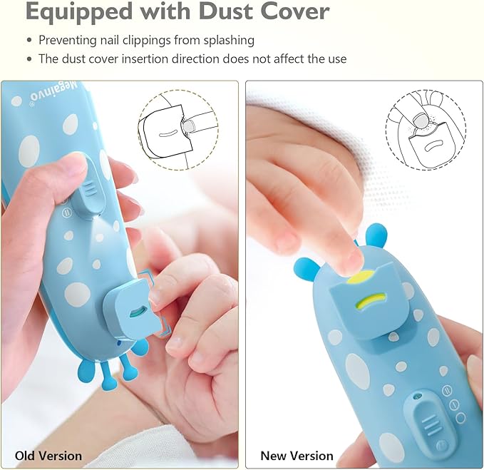 Baby Nail Trimmer Electric Baby Nail File Safe Baby Nail Clippers with Light 10 Grinding Heads Queit Baby Nail Polish Grooming Kit for Newborn Infant Toddler Toes Fingernails Care - Blue