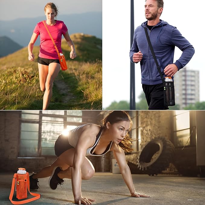 Tainehs Water Bottle Holder Carrier with Adjustable Shoulder Strap - Beach & Sports Bottle Bag for Hiking, Gym, Camping, Walking, Travel