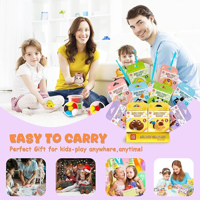 Air Dry Clay Kit - Modeling Clay for Kids 10 Boxes mit Sculpting Tools und Tutorials, Ultra Light & Soft, Safe & Non-Toxic, DIY Model Magic Clay,Creative Crafts Toys Gifts for Girls Boys 3+ Years Old