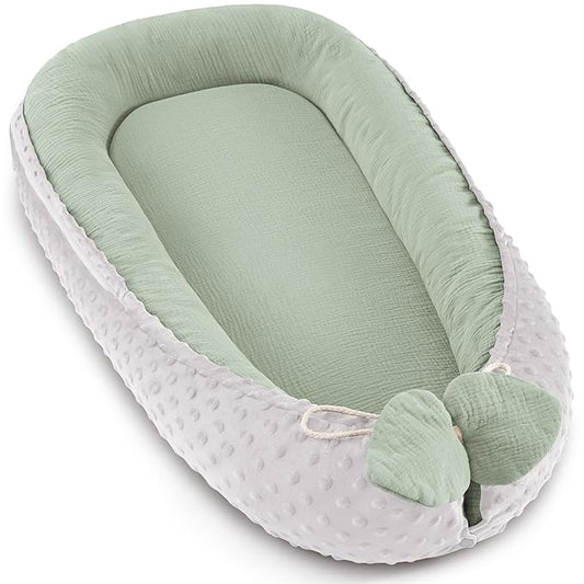 Baby Lounger - Infant Lounger Pillow for Newborn 0-24 Months, Soft, Breathable & Portable Baby Lounger Pillow for Boys & Girls, Cozy Baby Floor Seat for Home & Travel (Green)