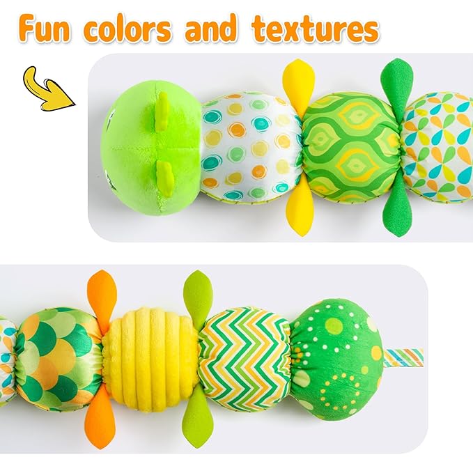 Sumobaby Infant Baby Musical Multi-Sensory Caterpillar, Stuffed Animal Activity Soft Toys, for Tummy Time Newborn 0-3-6-12 Months Boy and Girls,Green