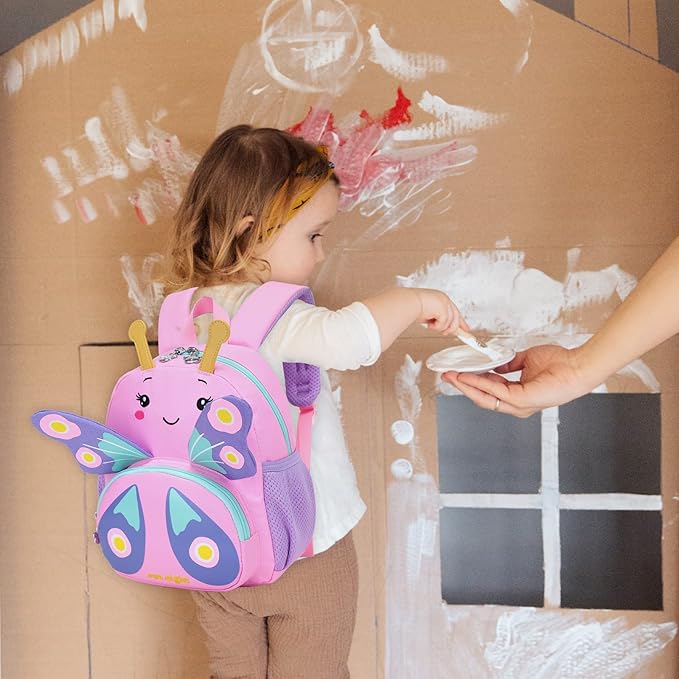 SUN EIGHT Preschool Toddler Backpack for Girls Kids Backpack Cute 3D Cartoon Animal Waterproof Schoolbag for Baby Girl Boy 1-5 Years（Butterfly）