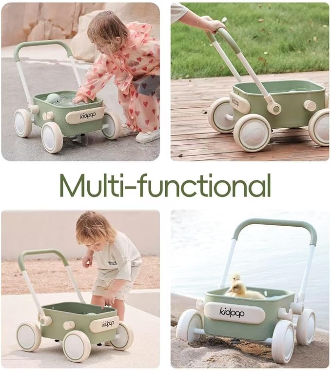 Kidpop PULA 2-in-1 Push and Pull-Along Wagon, Baby Push Walker for First Learner from 7 Month to 4 Year, One Year Birthday Gifts, Sturdy and Safe, Indoors and Outdoors (White)