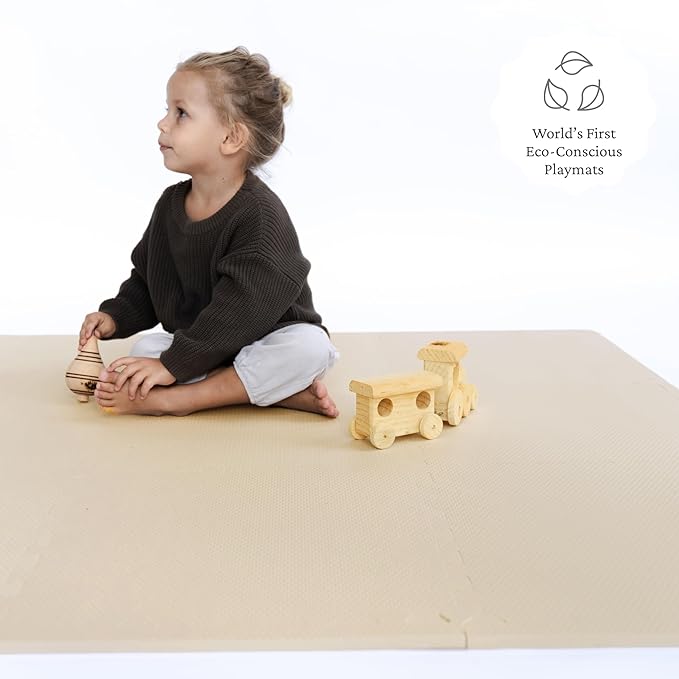 Toddlekind Solid Color Foam Play Mat 4x4 Baby Playmat. Stylish, Non-Toxic, Odorless, Plain Design Puzzle Play Mat 0m+ Clay(Beige)