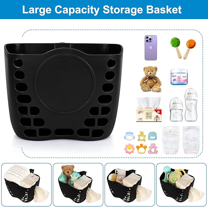 Accmor Stroller Cup Holder Basket, Universal Cup Holder, Bike Bottle Holder, 360° Rotatable Large Caliber Drinks Holder for Stroller, Bike, Wheelchair, Walker