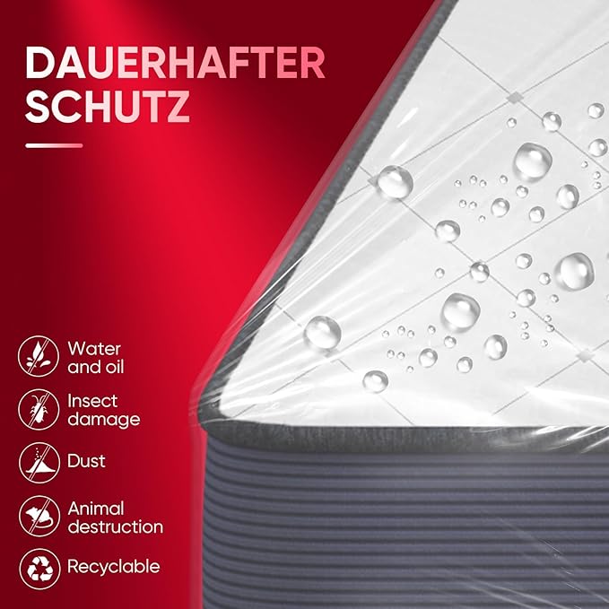 ZCHENBS® – Mattress Bags for Moving and Storage,Mattress Bag with Zippers,5 Mil Ultra-Thick Bed Bag,Waterproof,Anti-Tear,Heavy-Duty Mattress bag (Transaparent/Red, Queen-(2 Pack))