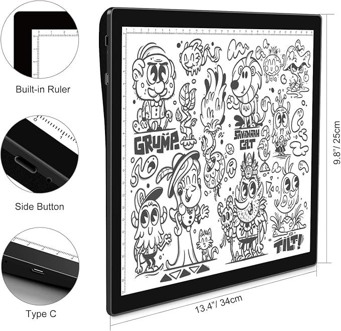 A4 Rechargeable Light Pad, KOBAIBAN Wireless Magnetic Tracing Light Box, 5 Levels Brightness LED Light Tablet Board, Cordless Battery Powered Light Drawing Table for 5D DIY Diamond Painting, Sketching