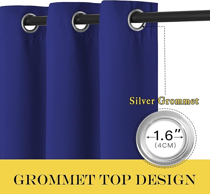 NICETOWN Navy Blue Room Darkening Curtains 108 inch Length - Grommet Thermal Blackout Window Treatments Sound Proof Room Divider Drapes for Bedroom/Living Room (2 Panels, W80 x L108)