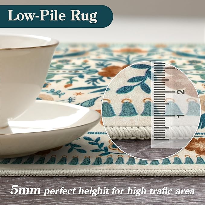 Moynesa Boho Bird 9x12 Area Rug Washable 9x12 Rugs for Living Room, Large Floral Bedroom Carpet Low-Pile Soft Animal Playroom Rug, Jungle Pattern Indoor Carpet for Dining Room Nursery