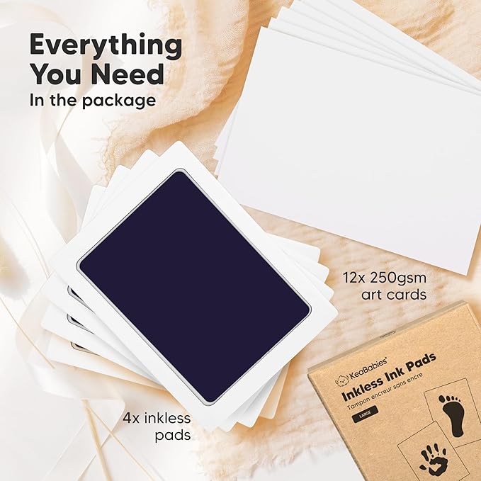 4-Pack Inkless Baby Hand and Footprint Kit - Mess Free Ink Pad for Newborn Keepsake, Dog Nose & Paw Print Kit, Clean Touch Ink Pad for Baby Hand & Footprints, Ideal New Mom Gifts (Twilight, L)