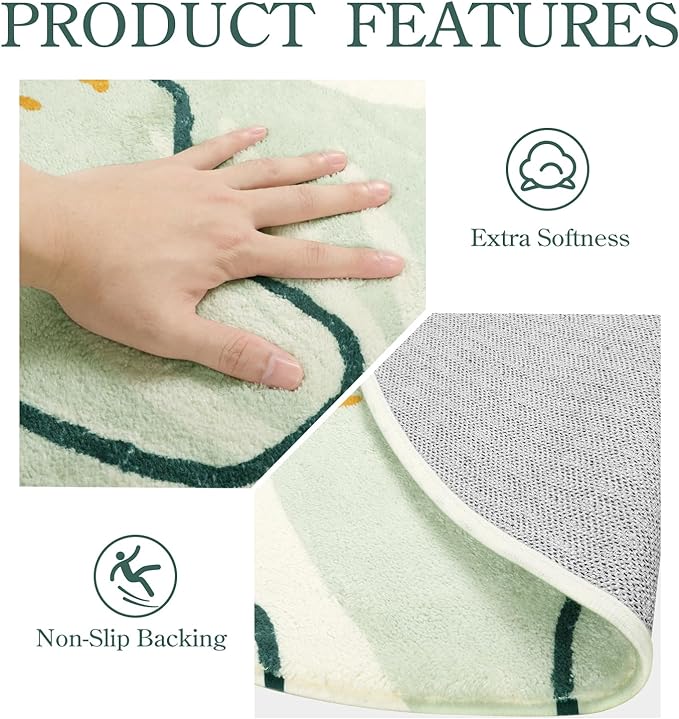 Lahome Green Runner Rugs for Hallway 2x8 Non-Slip Washable Kitchen Rugs Lightweight Low-Pile Throw Laundry Runner Rug, Boho Botanical Print Soft Indoor Carpet Runner for Entryway Bedroom Bathroom